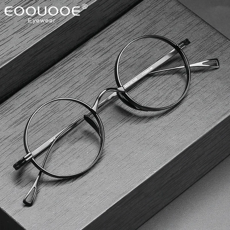 

Pure Titanium Glasses Frame Men Women Retro Small Face Titanium Frame for High Myopia Eyeglasses Frame