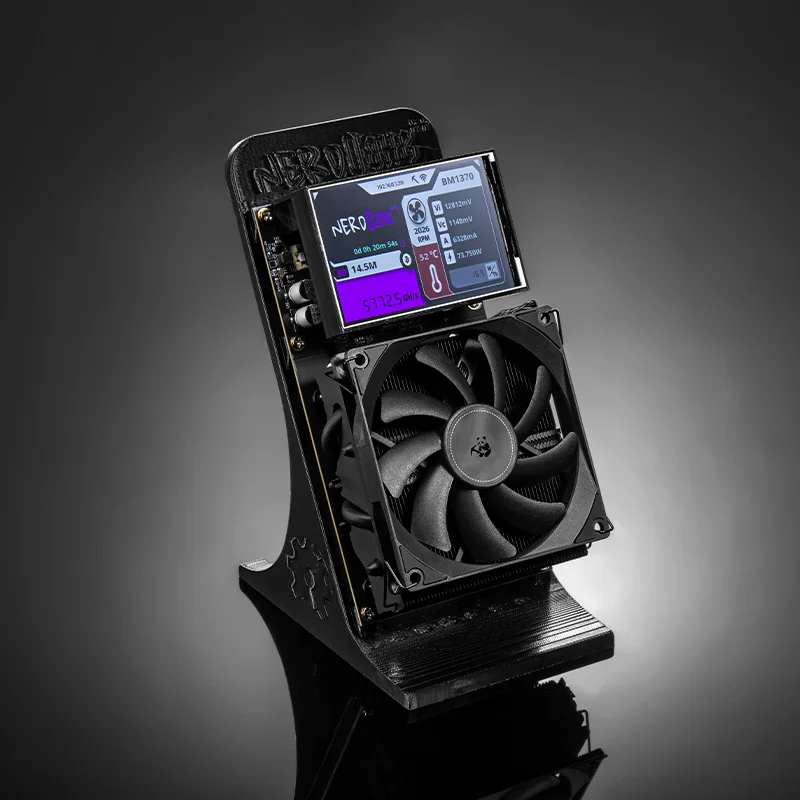 New Bitaxe NerdQaxe++black BTC mining machine, with a computing power of 4.8TH/s, power consumption of 75W, and power supply