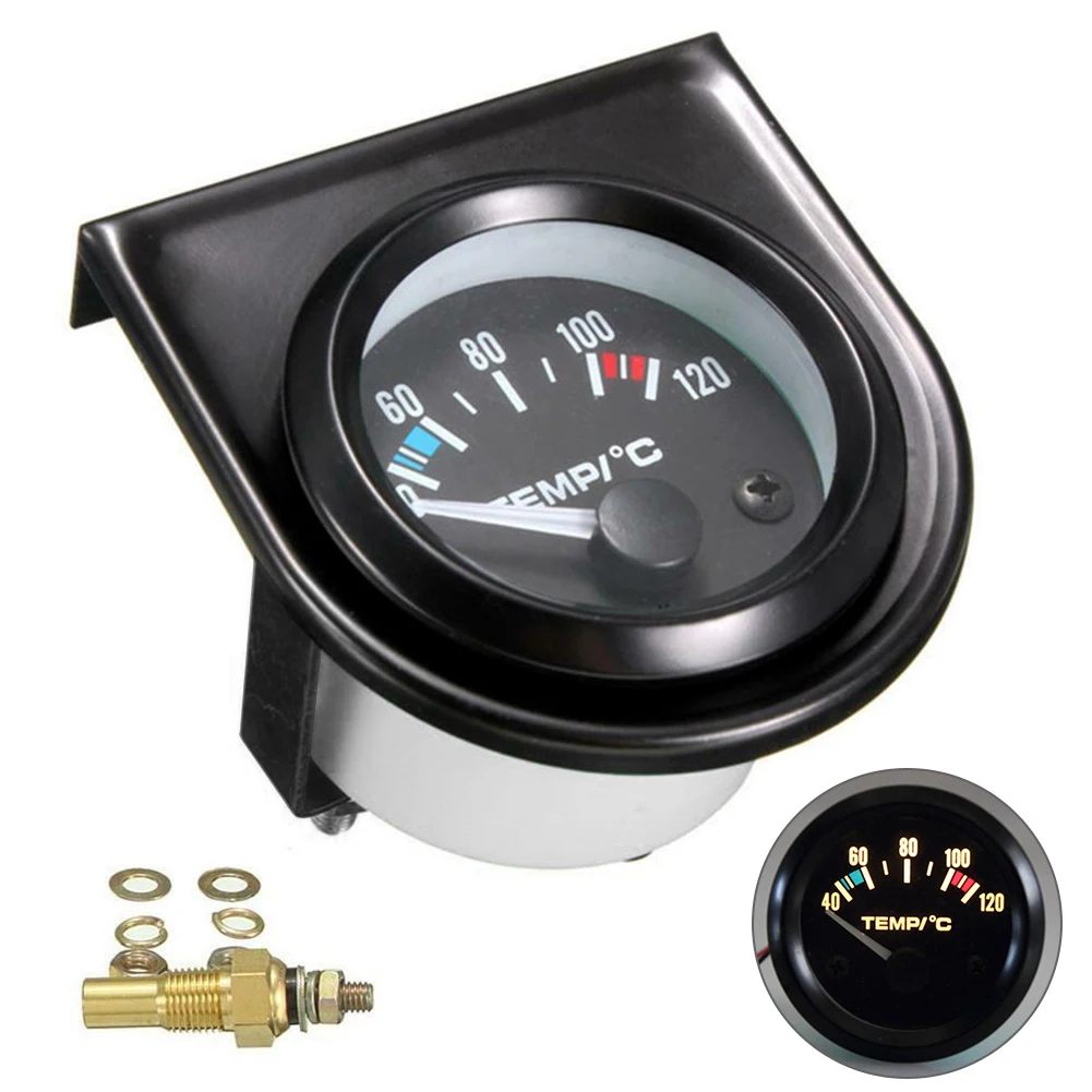 Coolant Water Temperature Gauge 52mm Digital Car Water Temp 12V 40-120℃ LED With Water Temp Joint Pipe Sensor Adapter Auto Meter