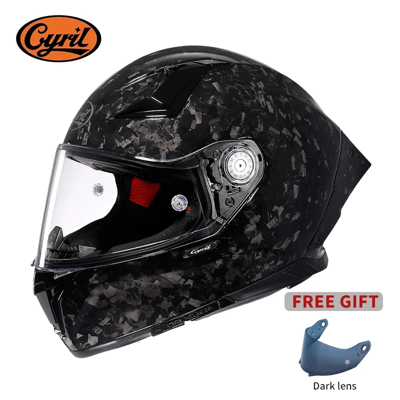 Unisexe léger en Fiber de carbone Kevlar intégral Moto casques de vélo de rue Casque de course DOT ECE approuvé CYRIL Casque Moto