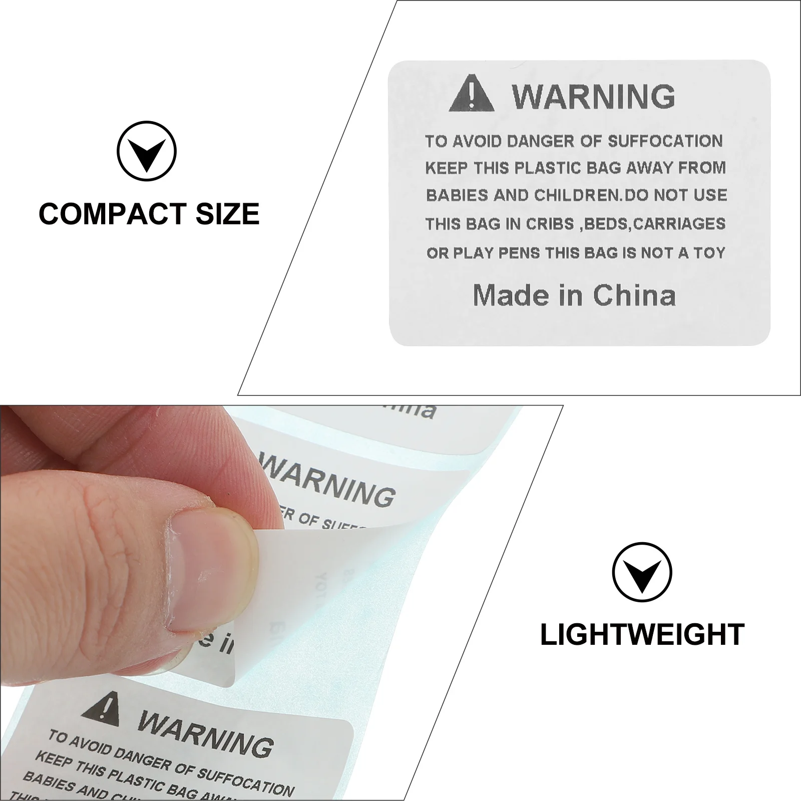 800 قطعة ملصقات تحذيرية للاختناق ملصقات شحن شديدة التحمل لأكياس التغليف ملصقات تعبئة مقاومة للماء قابلة للتقشير واللصق #2