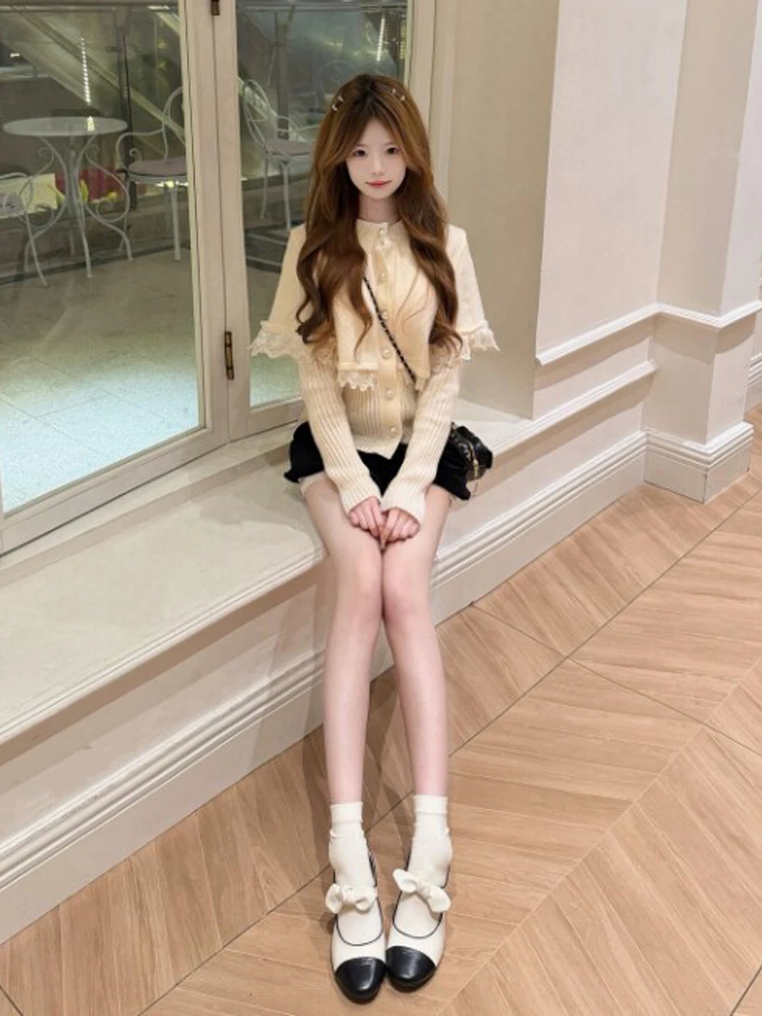 

Элегантный вязаный топ-накидка на плечи, приталенный крой, нежный стиль, весна 2026, женская мода, хлопковый свитер с длинным рукавом и круглым вырезом