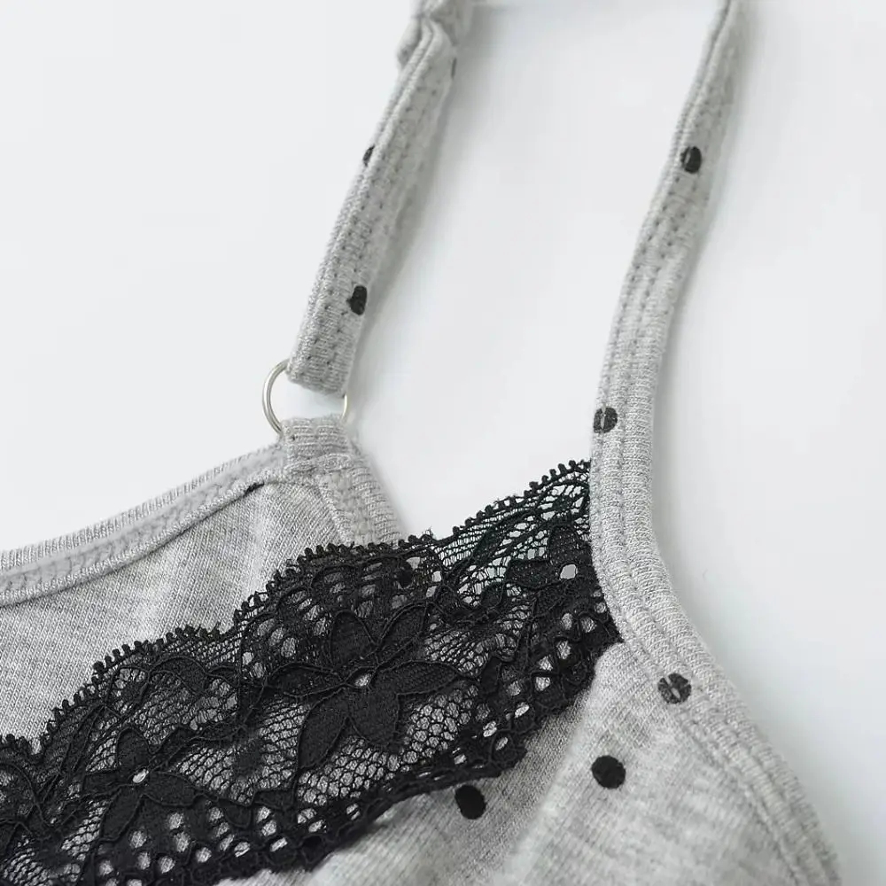 

Кружевной жилет с рюшами в горошек, топ без рукавов, нижняя рубашка, майка с подушечками, пикантный стиль для девочек, тонкий укороченный топ Y2K, летний