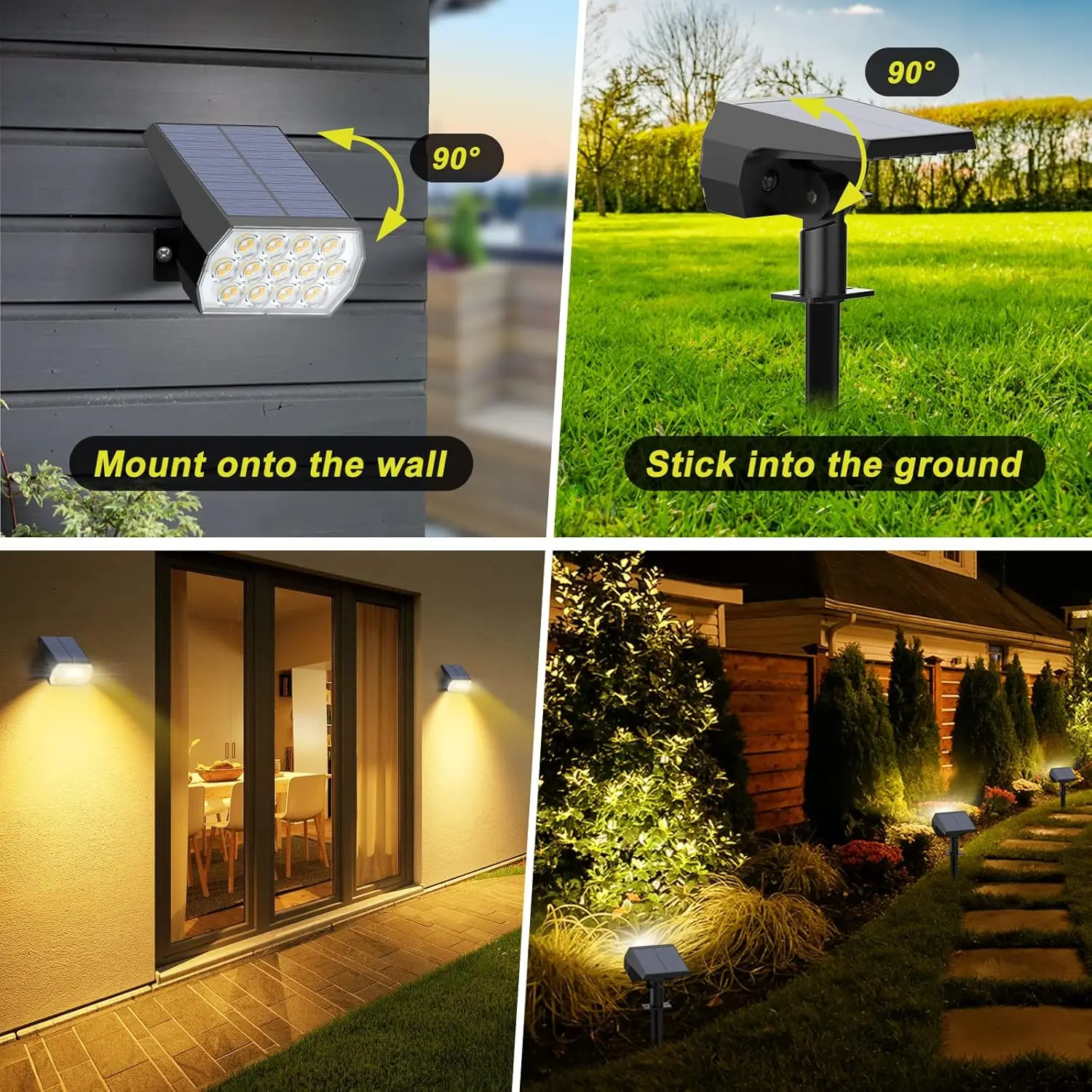 8-Pack 65-LED Solar Spot Lights Outdoor Waterproof IP65, 3 Modes Garden Landscape Lighting for Yard Pathway Driveway