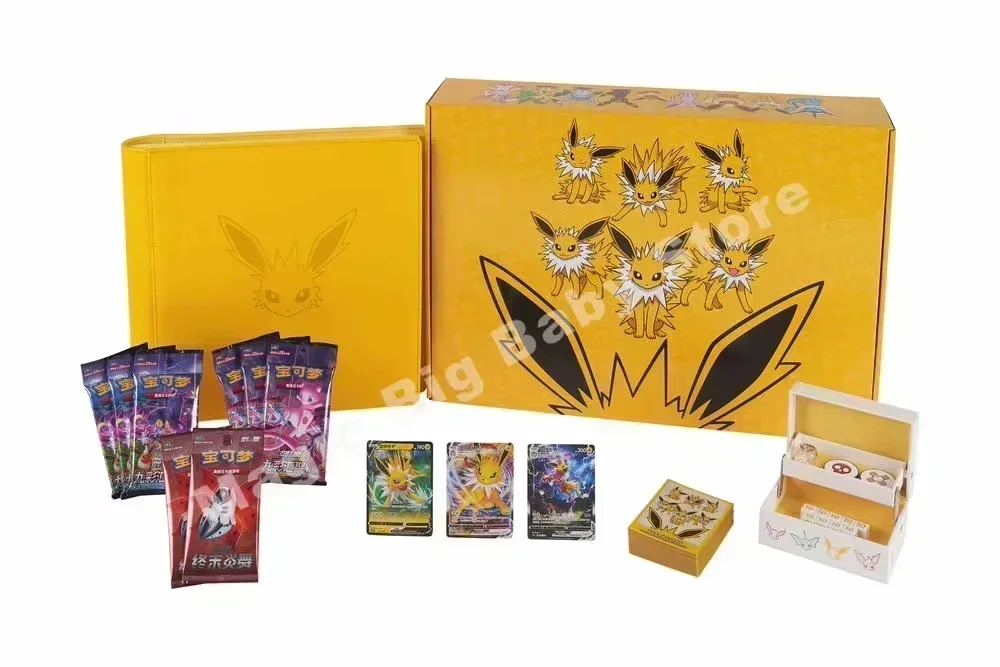 Original genuíno pokemon ptcg cartão chinês ibrahimovic caixa de presente avançada reib fogo eevee água eevee nove cores reunir pengyuan