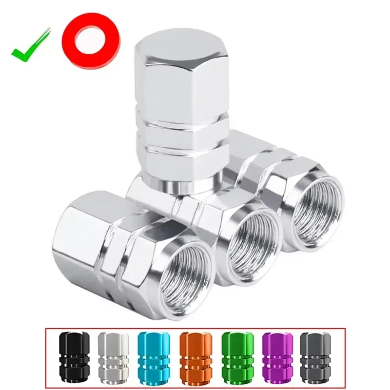 4Pcs Car Wheel Tire Valve Caps Tyre Rim Stem Covers Aluminum Alloy Airdust Waterproof for Automobiles Motorcycles Trucks Bike