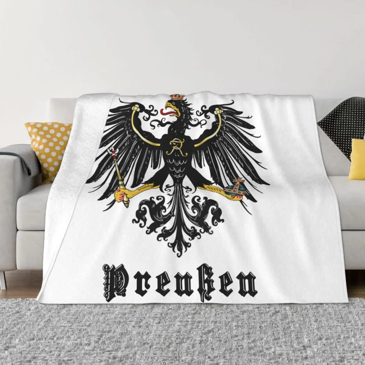 Prussia Flag Blanket Axis Powers Hetalia Anime APH World Wool Vintage Warm Throw Blankets for Chair Covering Sofa Winter