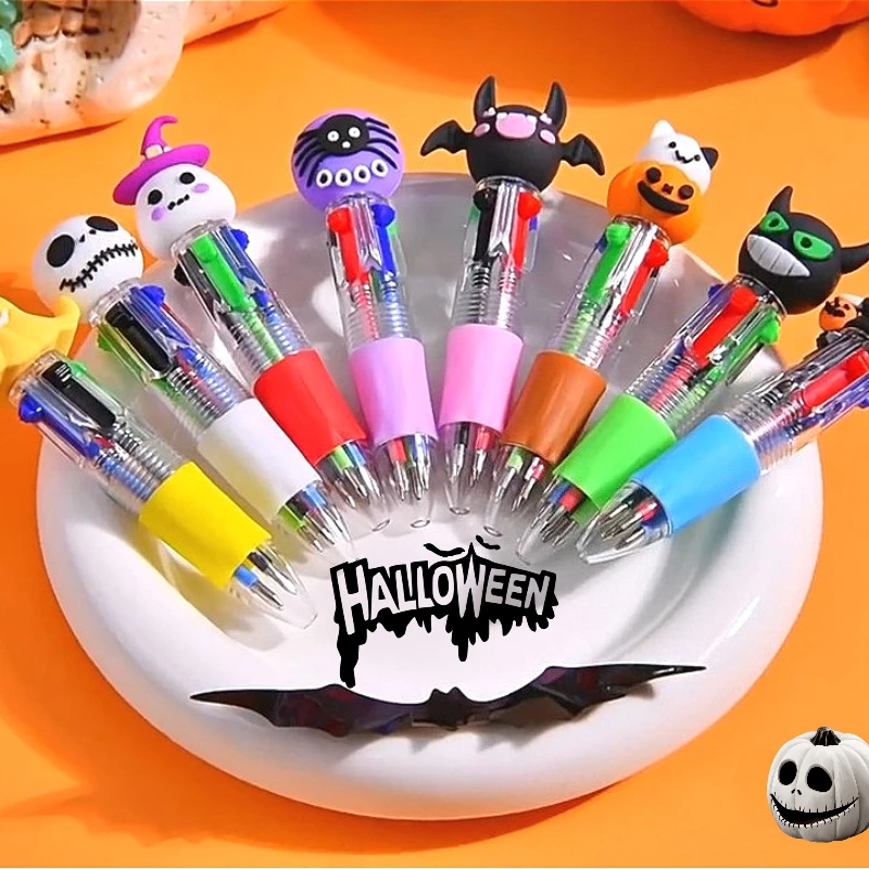 

12 шт./лот Kawaii Хэллоуин мини 4 цвета шариковая ручка милый мультфильм тыква скелет цветная ручка школьники канцелярские принадлежности подарок