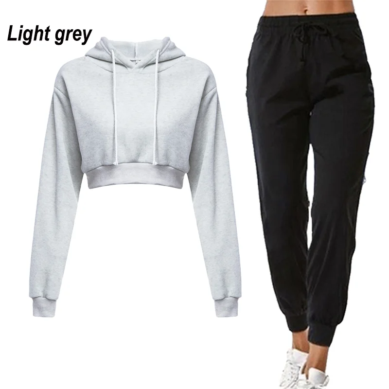 Women Hoodie Set Sportwear Suit Casual Jacket Sweatshirt + Pants 2 Pcs Set Splice Tracksuit Suit