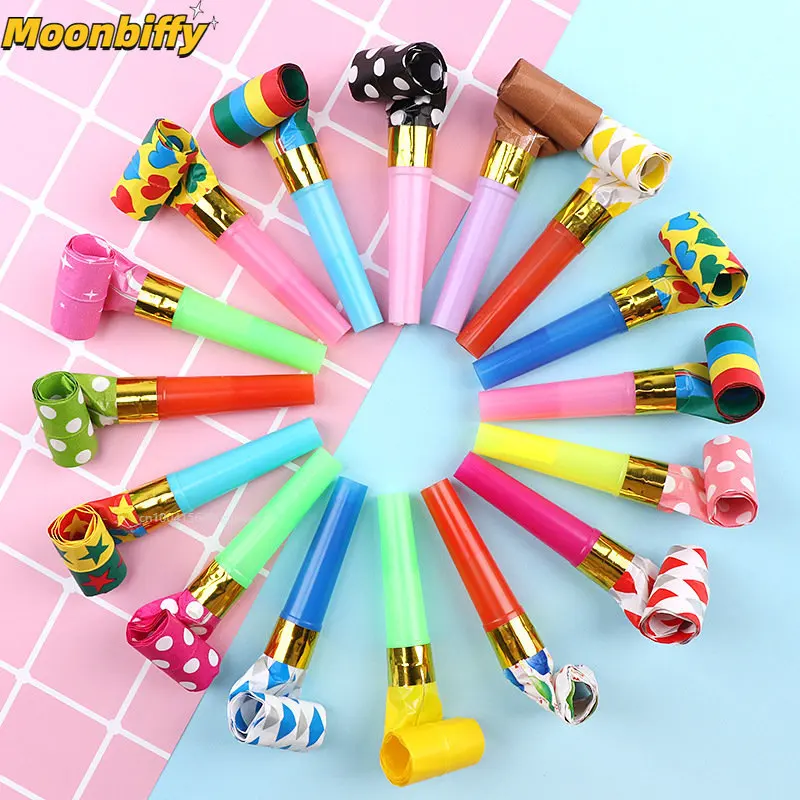 10/20PCS Colorful Stripes Party Blower Blowout Horn Whistle Noise Maker for Children Birthday Party Supplies Pinata Gift Party