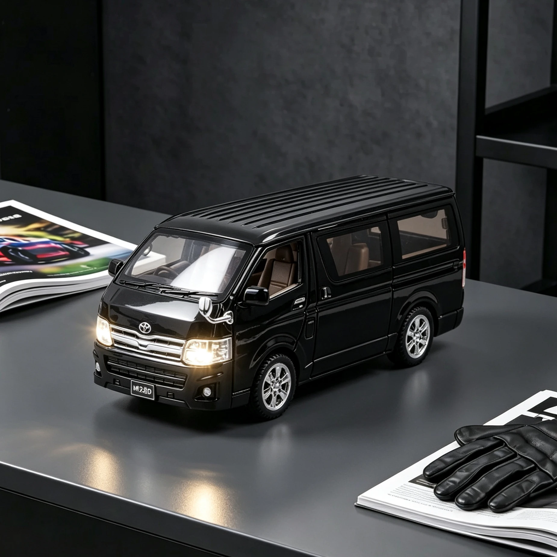 1:32 Hiace MPV Alloy Car Model Toy Diecast Metal Van Simulated Vehicles Light Sound Toys For Boys Birthday Gifts