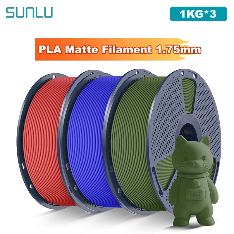 

SUNLU 3 кг PLA матовая нить для 3D-принтера 1,75 мм, 1000 г, катушка (2,2 фунта), аккуратно розташоваемая нить без узла, подходит для большинства принтеров FDM