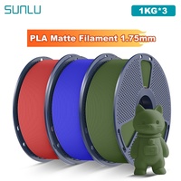 SUNLU 3KG PLA Matte 3D Printer Filament 1.75mm 1000g Spool (2.2lbs) Neatly Arranged No Knot Filament Fit Most FDM Printer