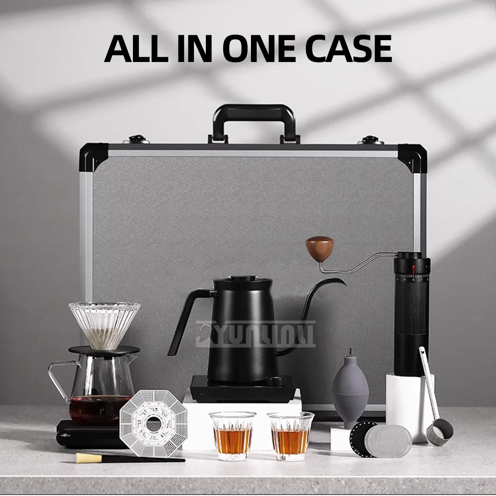ماكينة صنع القهوة المحمولة مجموعة واحدة للتخييم Moedor De Café Em Gr dni يقطر كوب مطحنة الفول إبريق قهوة