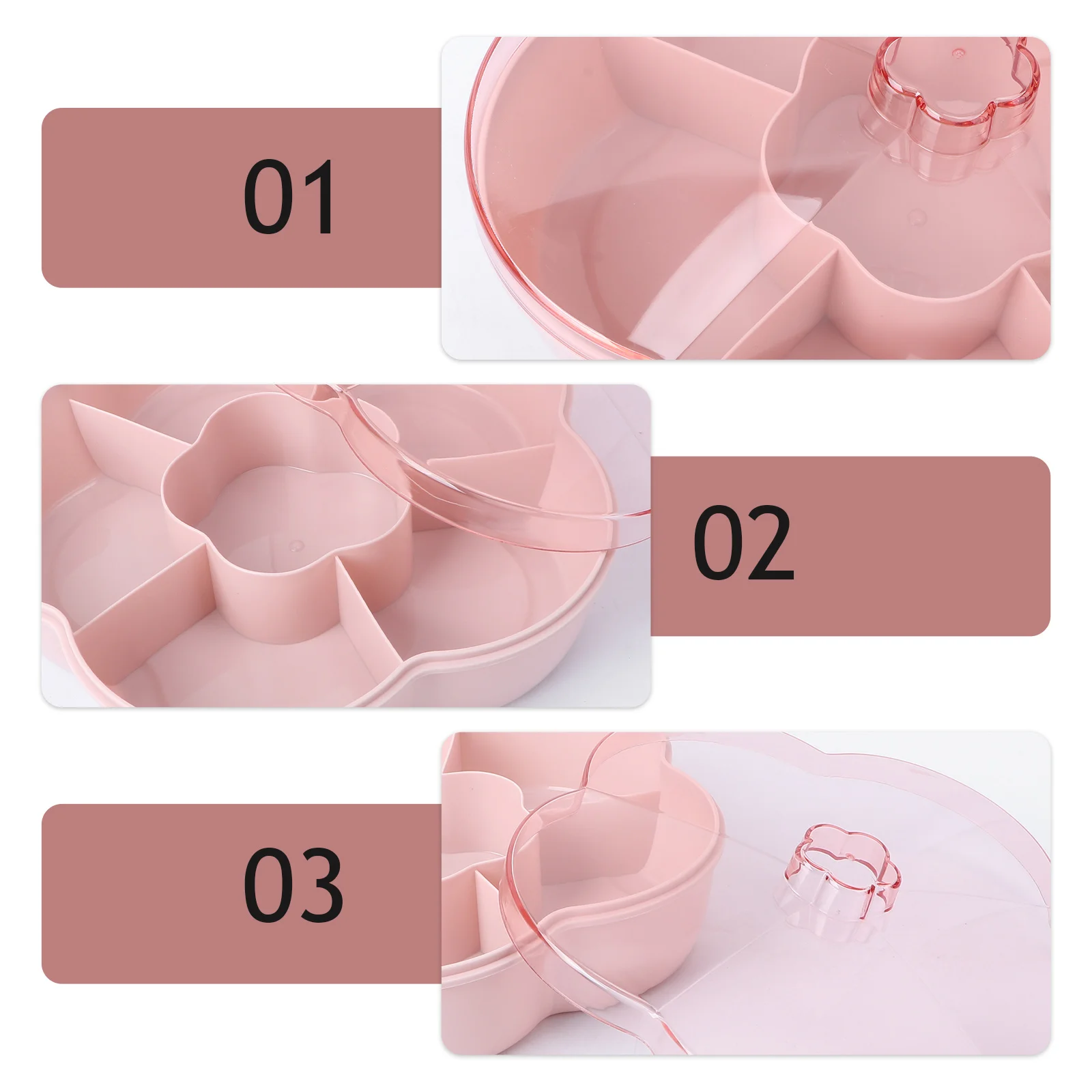 

Storage Candy Tray Fruit Platters Multi Compartment Dish Pink Plastic Pp (polypropylene)