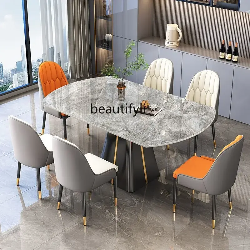 Light luxury rock slab dining table Modern simple retractable folding high-end household  dual-purpose deformation dining table