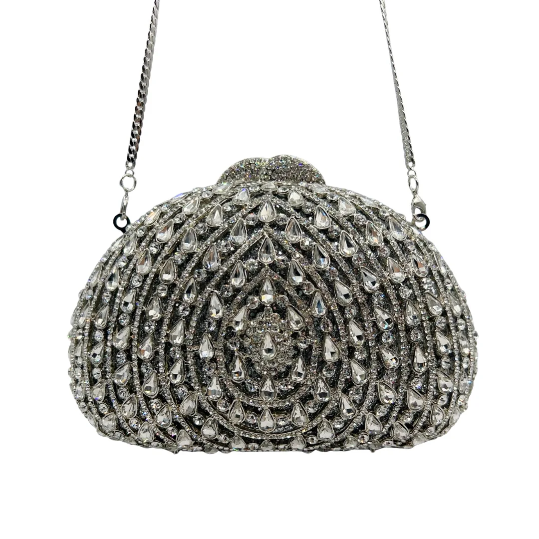 

Clutch bag Diamond Hollow Crystal Diamond Fan Divergent Luxury Dinner Party Clutch
