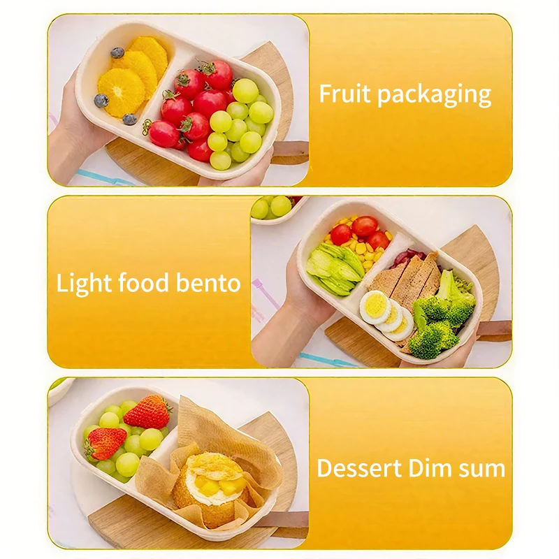 

50Pcs Biodegradable Food Containers with Lids, Disposable Takeout Boxes, Salad Fruit Bowls, Microwavable Freezer Safe