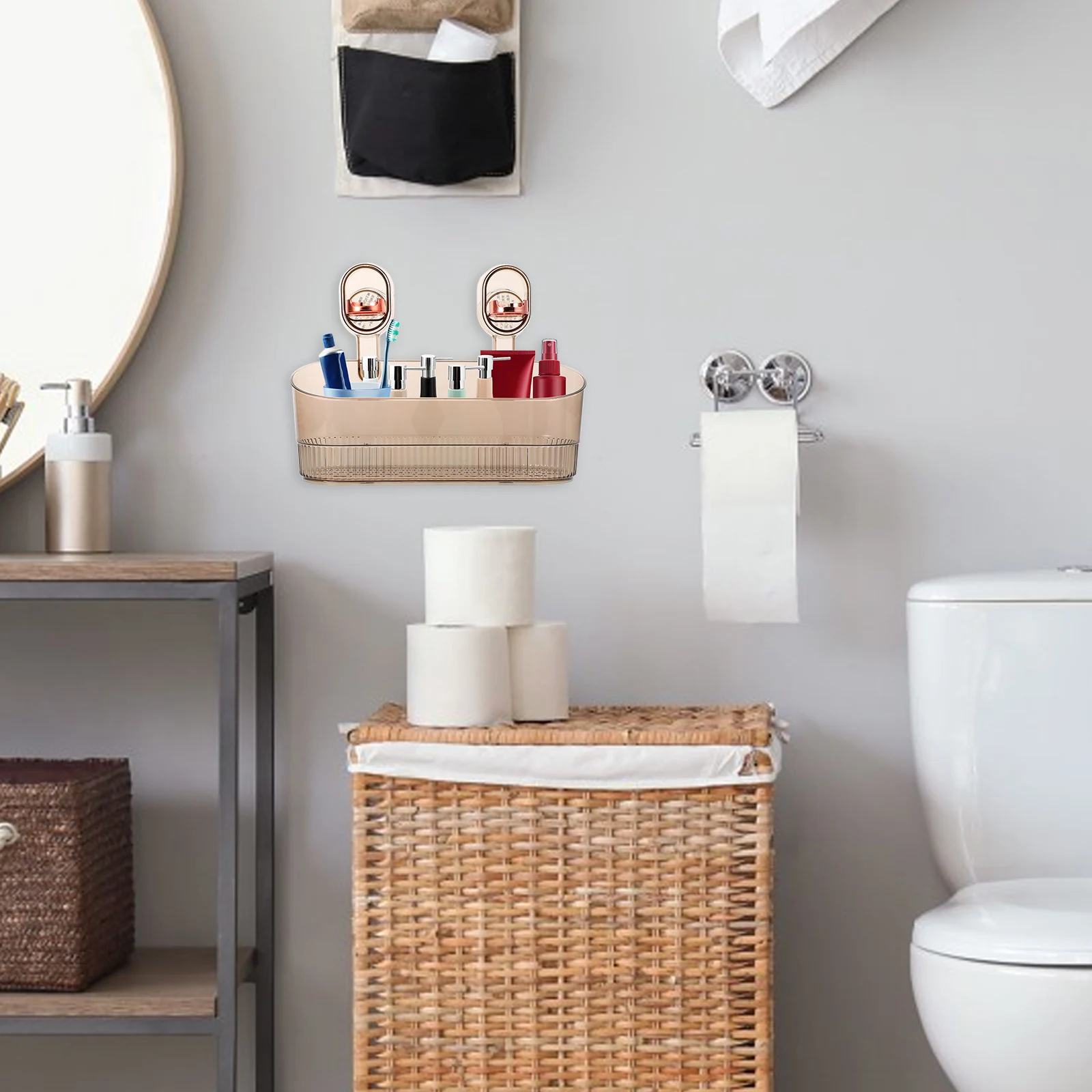 

Suction Cup Storage Shelf No Drill Strong Hold Waterproof For Bathroom Kitchen Shower Organizer Suction Cup Shower Rack