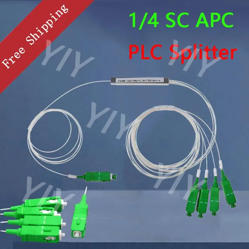 

Free Shipping 10PCS/Lot 1x4 0.9mm Fiber Opitc Splitter SC/APC Connector Fiber Optical PLC Splitter SC Mini Steel Tube Type