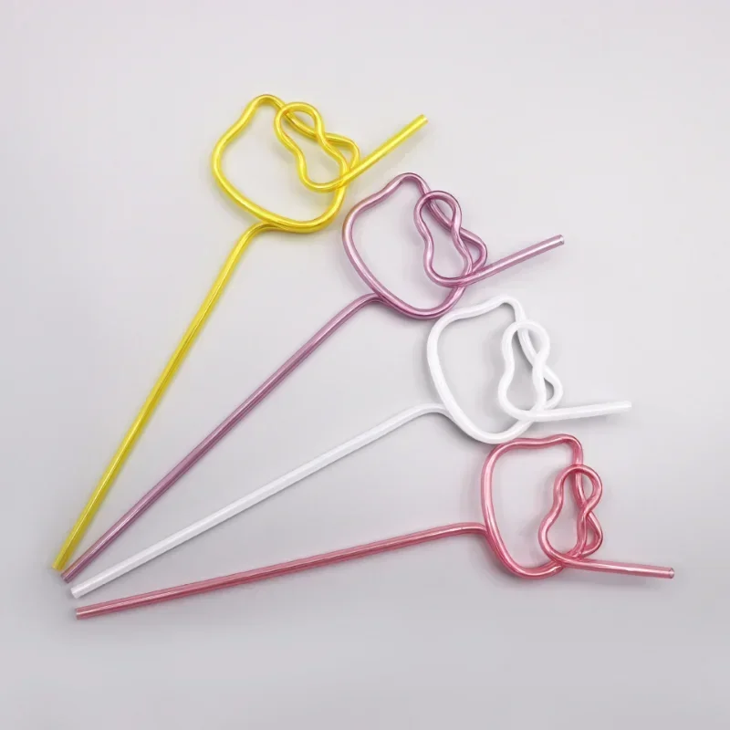 Sanrio Hello Kitty Colored Straw Modeling Straws Drinking Cartoon Straw for Home Kitchen Bar Party Flexible Straws Kid Supplies