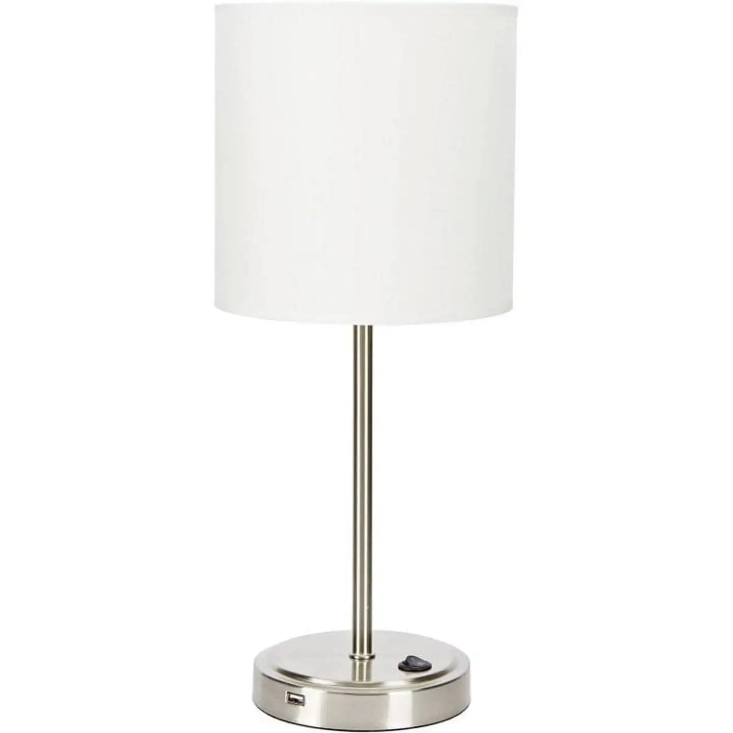 

19 Height Silver Finish Metal Material Stick Lamp with USB Port, Modern, Office and Dorm