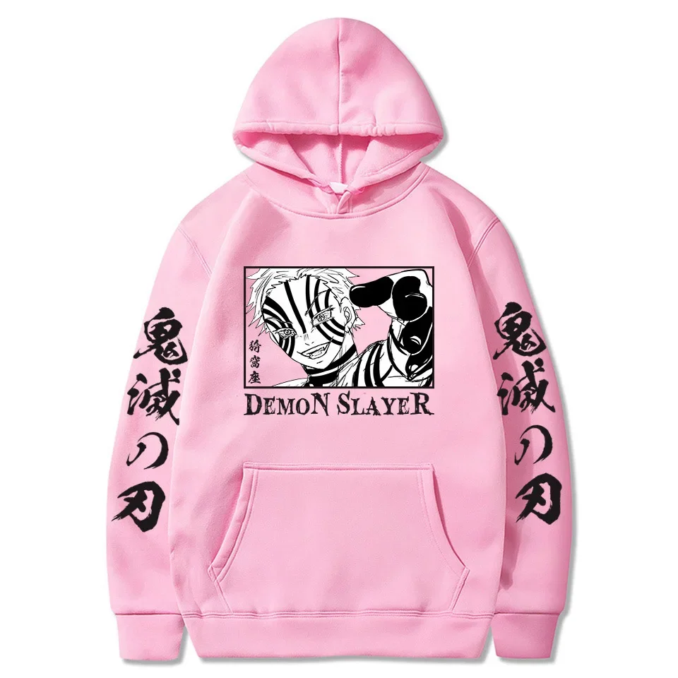 2024 Japanese Anime Demon Slayer Rengoku Akaza Twelve Kizuki Komaji Manga Hoodies Harajuku Cartoon Pullover Oversized Sweatshirt