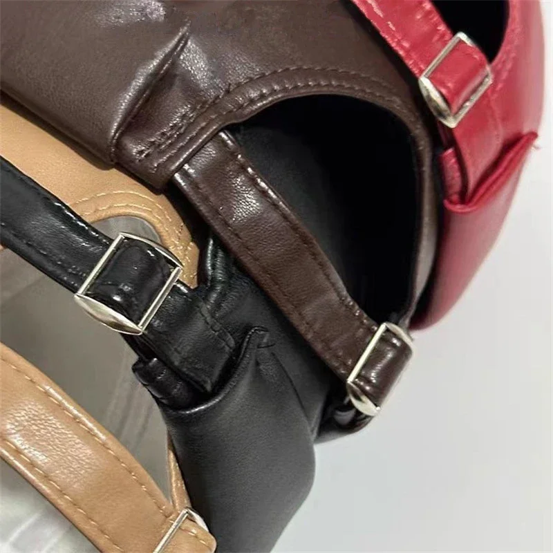 الرجعية بلون Brimless قبعة الربيع الصيف موضة عادية بولي Leather الجلود البطيخ قبعات دوكر قبعة الرجال النساء قابل للتعديل الهيب هوب القبعات
