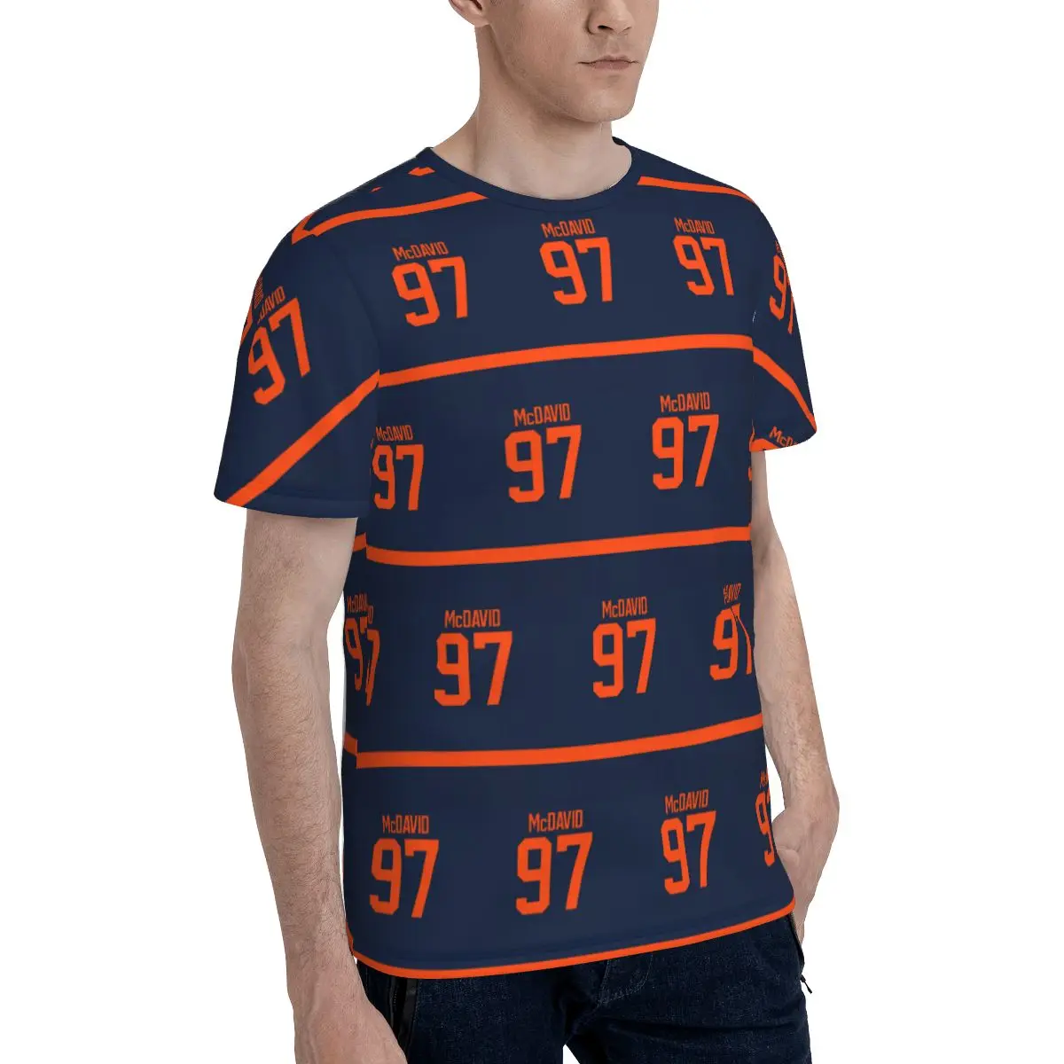 Edmonton Oilers Connor McDavid Alternate Jersey Back T-Shirt for Men Cotton T Shirts Men's Tees Short Round Neck Clothes Tops