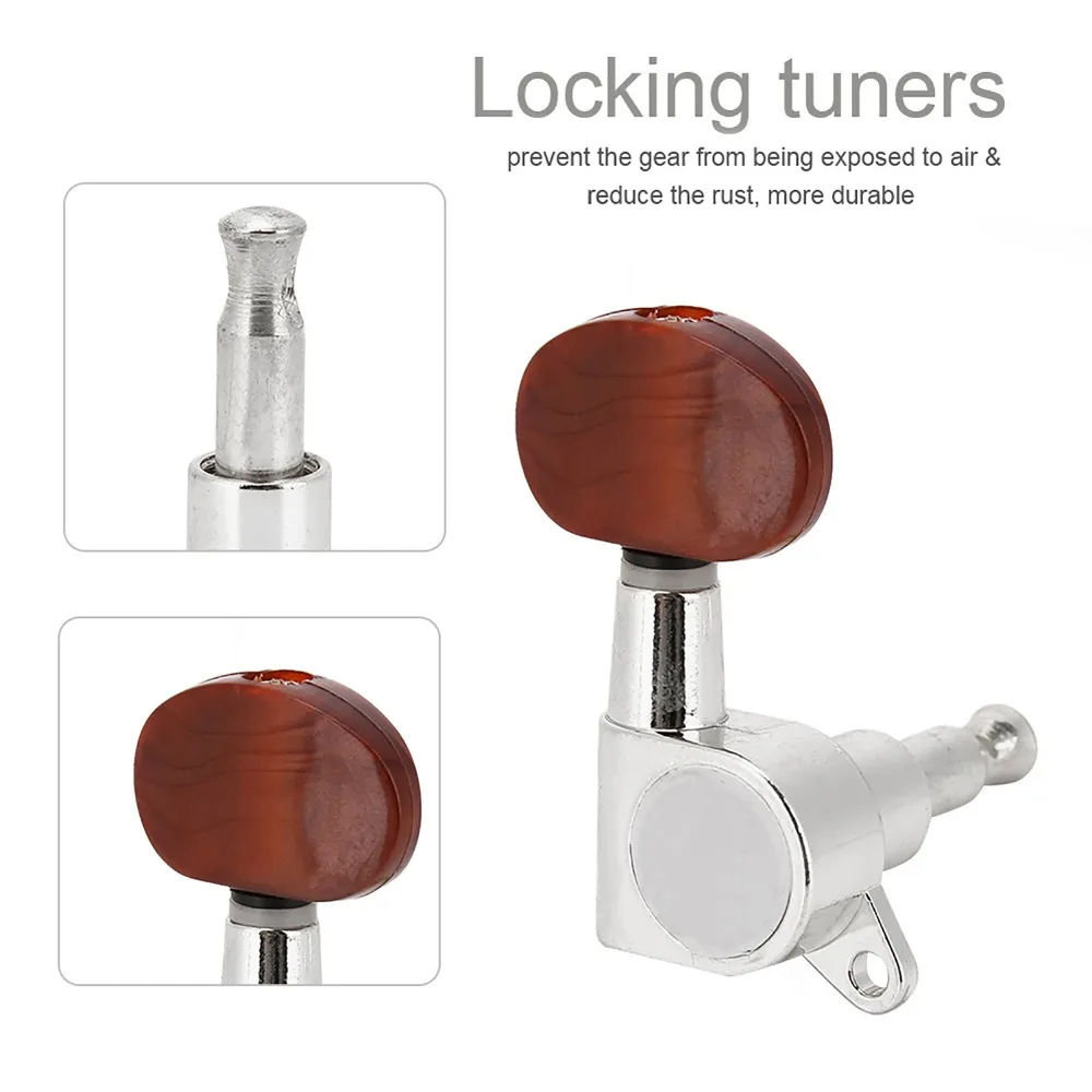 Stable 3L3R Configuration Tuning Pegs Silver Plastic+Metal Guitar Machine Heads String Tuner Keys Guitar Replacement Parts