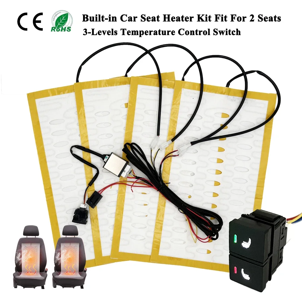 DC12V Built-in Car Seat Heater Fit 2 Seats Alloy Wire Heating Pad 3-level Button Control Switch Replace for Honda Accord 2015-23