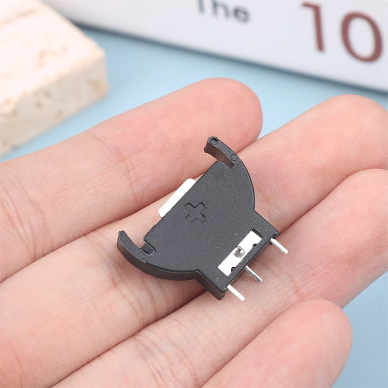 10 Pz/set In Plastica Nera CR2032 Portabatteria Verticale Mezza Ronda Batteria a Moneta Presa Caso Modulo Per Batterie 3V