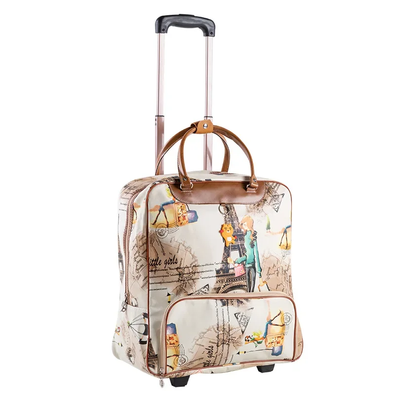 Fashion Women travel Business Boarding bag ON wheels trolley bags large capacity Travel Rolling Luggage Retro girl Suitcase Bag