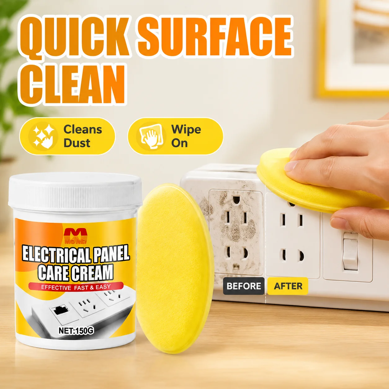 Electrical Panel Care Cream, Removes Dust & Stains, Wipe‑On Maintenance Cream for Wall Switches, Sockets Plastic Surfaces