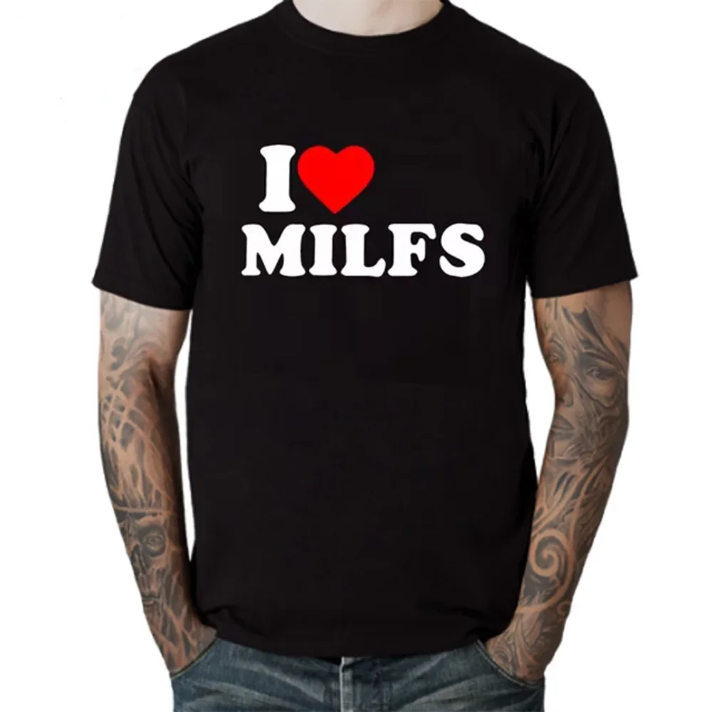 I Love MILFS I Heart Hot MOMS Printed T-shirt Women Cotton Short Sleeve Casual Sex T Shirt men Harajuku Fashion Hunter Tee Shirt