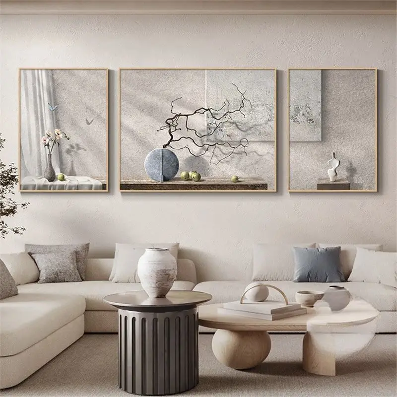 living room decorative painting advanced sense log wind sofa background wall hanging painting minimalist atmosphe