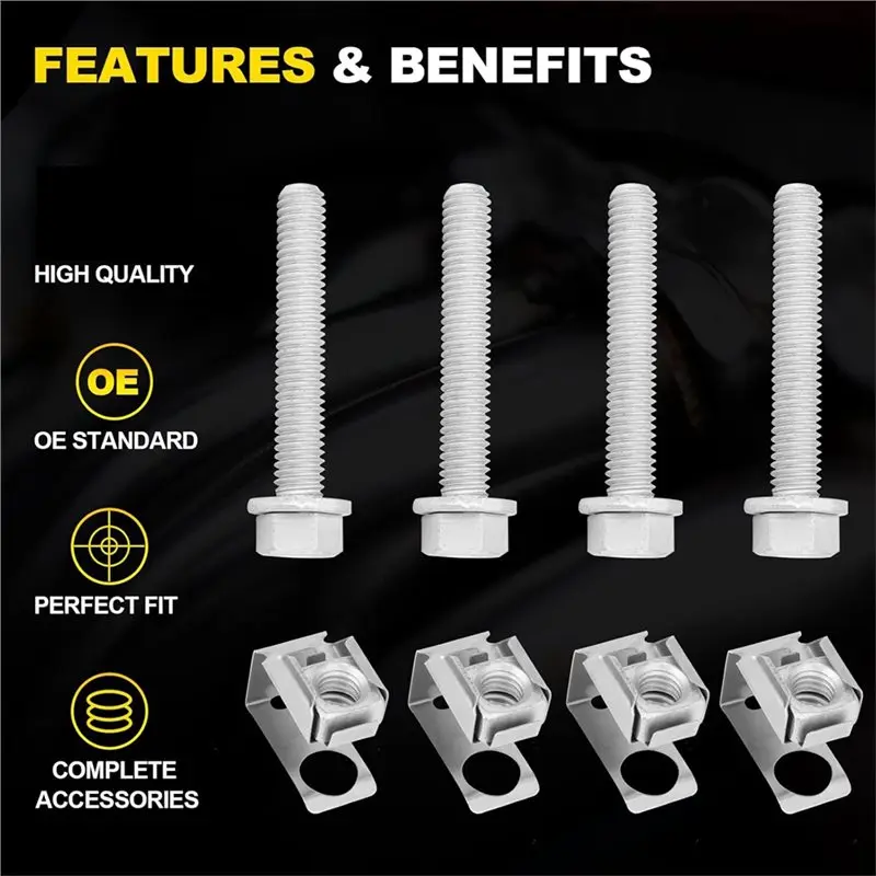 B97A-For Jeep Wrangler Dodge Durango Dakota 55366000AA 6036717AA 4Pcs Exhaust Manifold Flange Bolts& Nuts Hardware Kit 03442