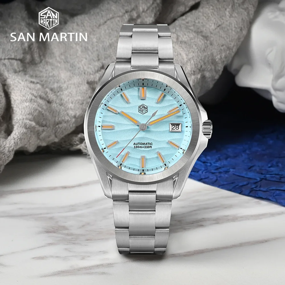 San Martin Original 39mm Gada Fashion Men Dress Watch Orange Luminous NH35 Automatic Mechanical Business Men Watches Waterproof