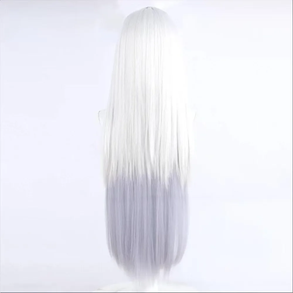 1 شعر مستعار أبيض مقسم باللون الرمادي الطويل المستقيم باللون الأزرق لشخصية اللعبة على طراز باي تشوزي #2