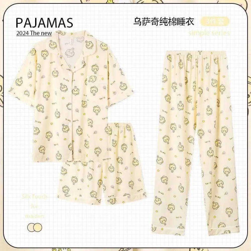 Cute Chiikawa Summer Pajamas Women Usagi Pajamas Suit Kawaii Hachiware Shorts Shorts Pants Set Cartoon Girls Home Clothes