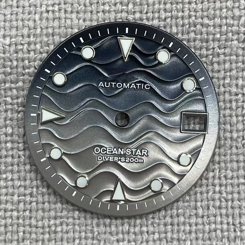 Циферблат NH35, 28,5 мм, S-циферблат, океанская звезда, светящаяся волнистая текстура, стрелки часов для NH35/36, модифицированные механизм, сменные детали часов