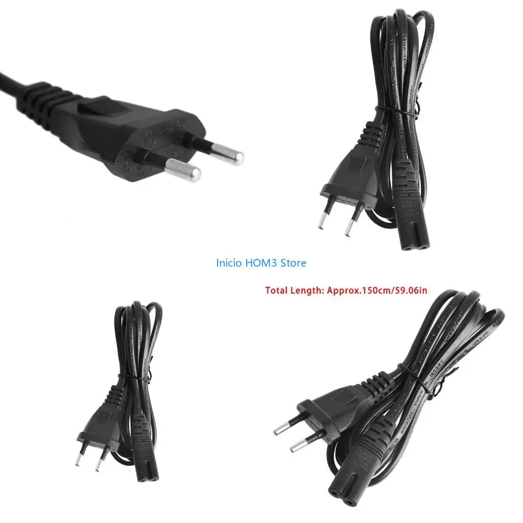 A5YD Short C7 To EU European 2-Pin Plug Power Cable Cord 5ft 2 Prong Power Cord