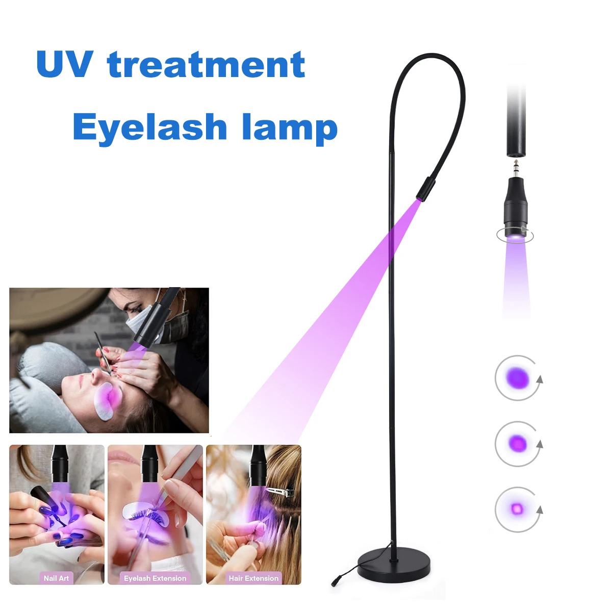 5W high power UV treatment lamp LED UV eyelash glue curing lamp dimmable eyelash beauty false eyelash grafting floor switch lamp