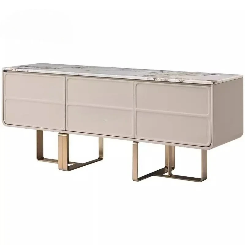 

Итальянский светлый роскошный обеденный боковой шкаф из мрамора высокого класса из нержавеющей стали, натуральный мрамор.le53