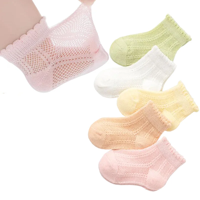 4Pair/lot New Summer Solid Baby Socks