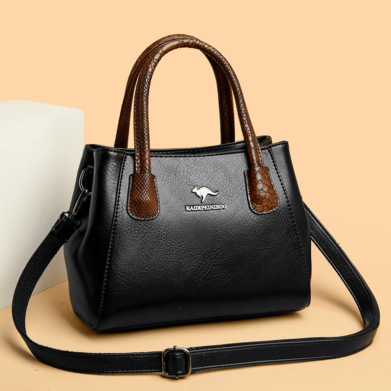 Women Top-Handle Bag High Quality Leather Laidies Handbags Purses Luxury Designer Bags Genuine Vintage Shoulder Messenger Sac