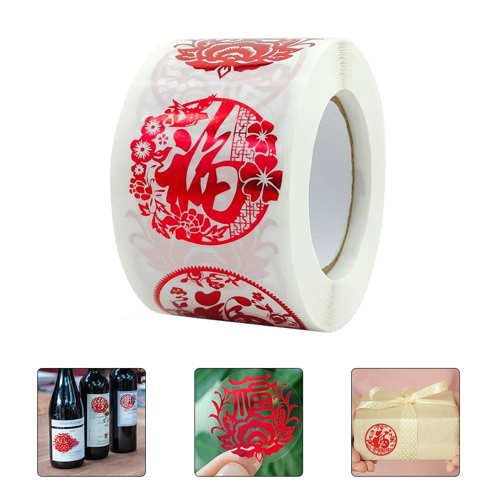

Christmas Decor Fu Word Stickers Festive New Year Tapes Spring Festival Adhesive Decorative Red Self-adhesive Labels