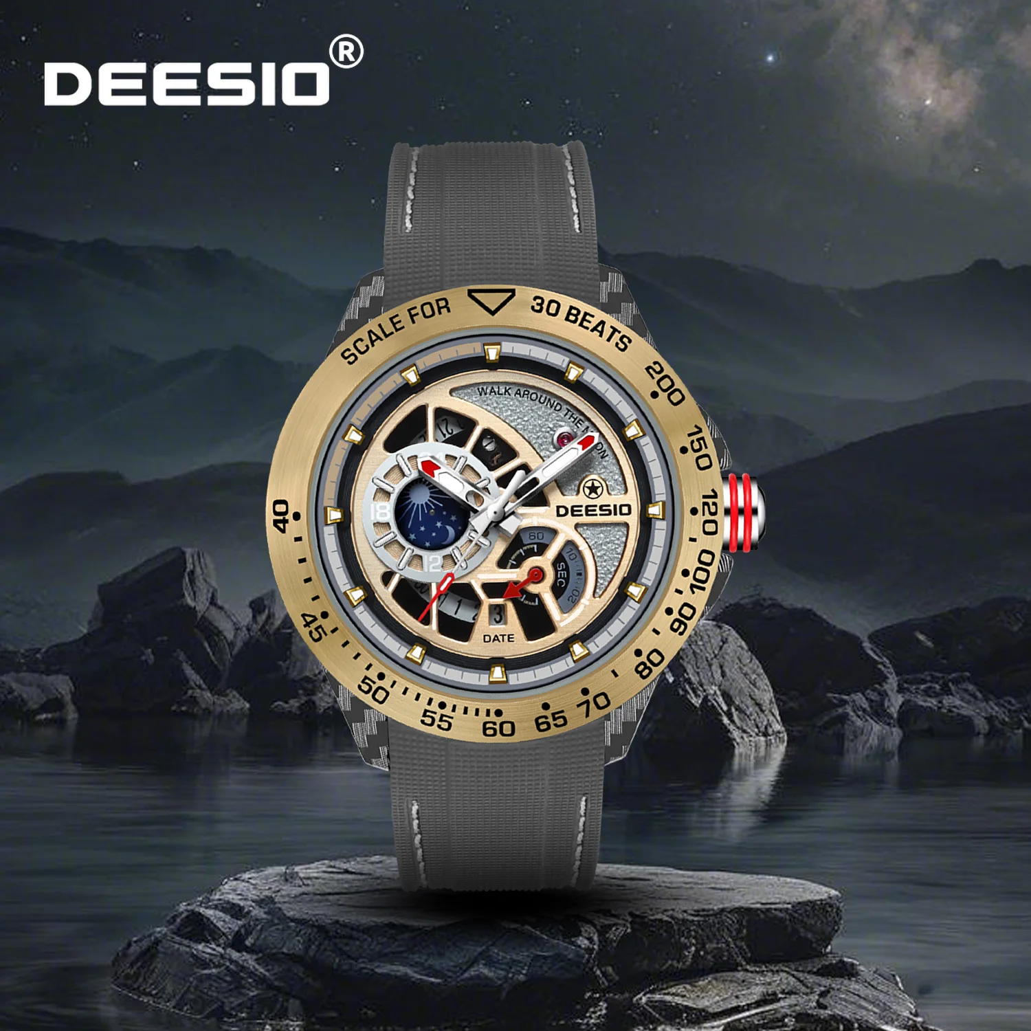 

Deesio автоматические механические часы мужские корпус из углеродного волокна 30 м водонепроницаемые роскошные спортивные светящиеся стрелки аналоговый дисплей часы подарок