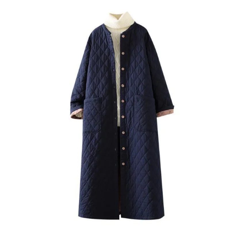 

Women's Artistic Retro Casual Loose Cotton Jacket Female Windbreaker Spring Winter Coat Women Thick Long Sleeved Top E12418