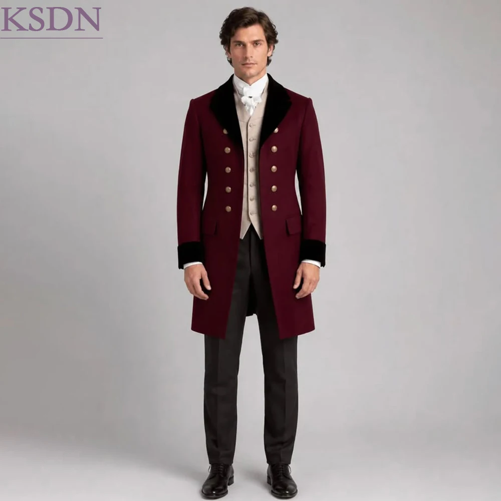 Steampunk Men's Suits Elegant Double Breasted Frock Coat Formal Vinatge 3 Piece Jacket Pants Vest High Quality Male Clothing